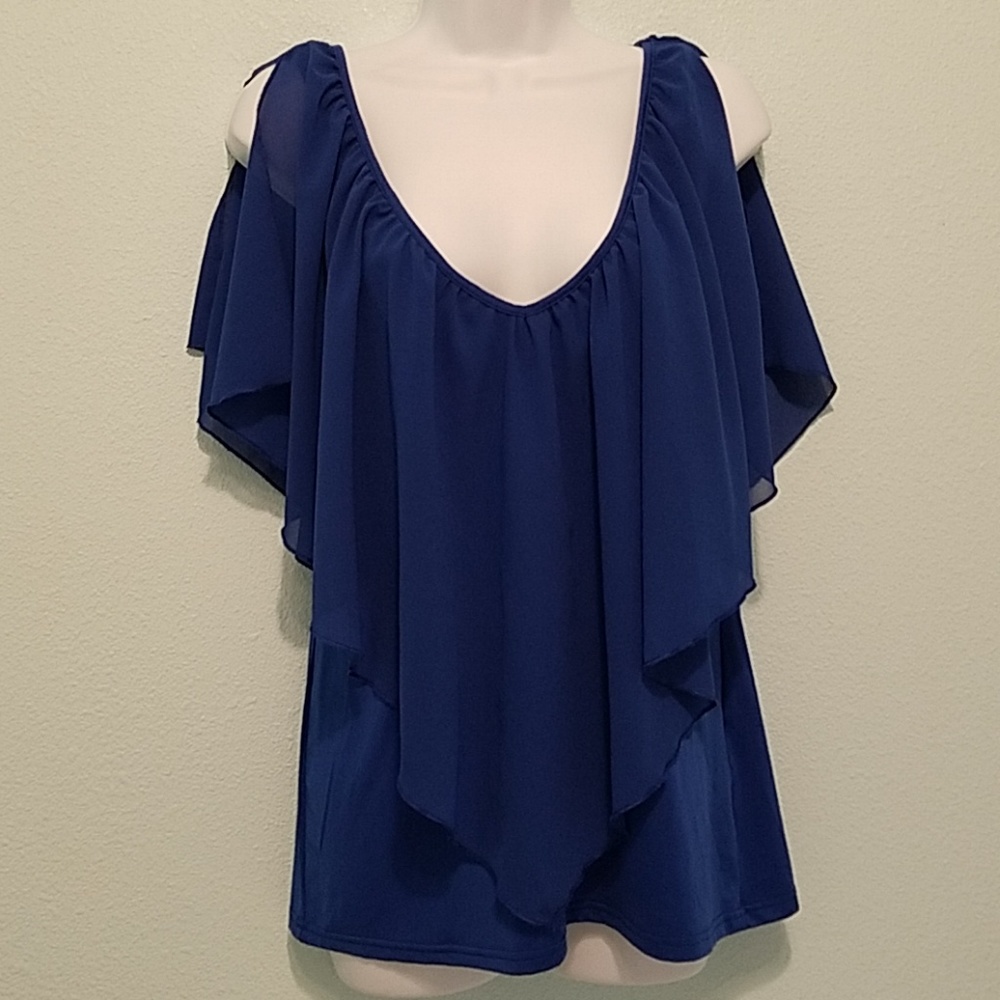Zanzea Size XL Blue Low Cut Splice Tank Top Blouse